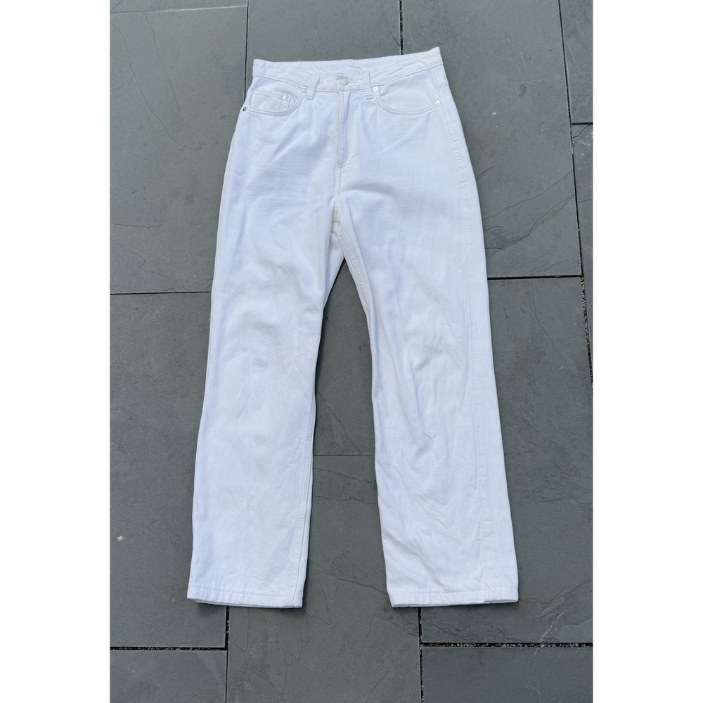 Weekday Rowe Extra High Straight Jeans in Off White,‎ Size 28X32